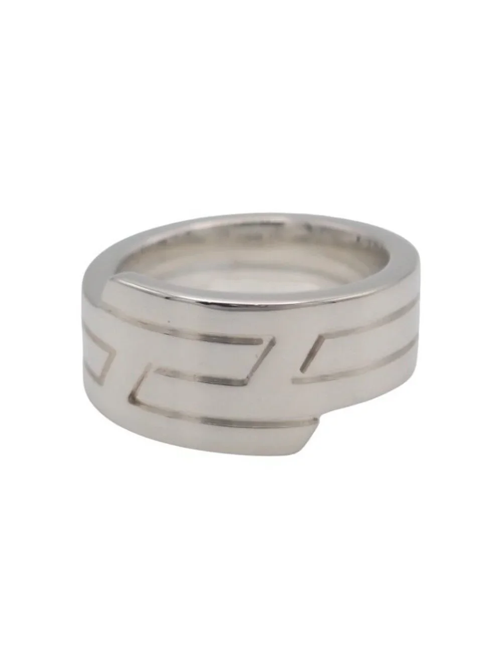 Hermes Italique Ring 53 Vintage 925 Sterling Silver Logo Black Simple Out of